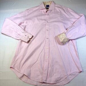 Vinci‎ Pink Mens Dress Shirt Long Sleeve Luxury Designer Size L
